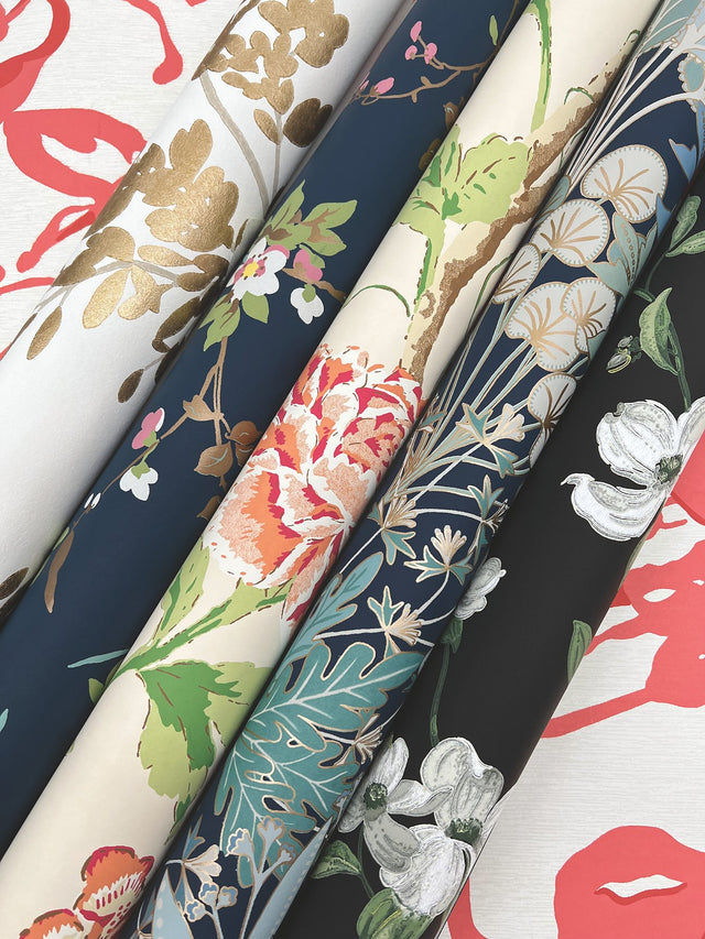 Dogwood Black Wallpaper with Floral Non Woven Pattern - York BL1764