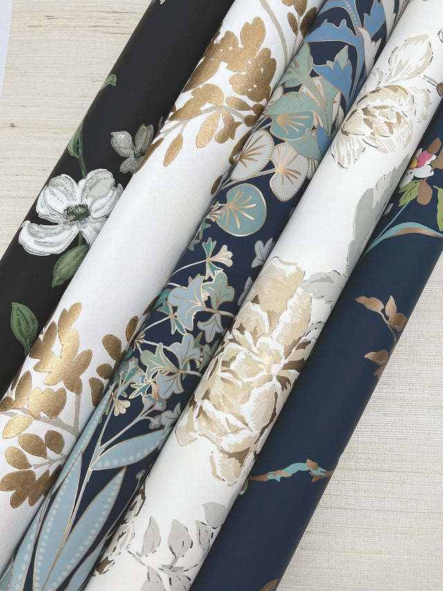 Dogwood Black Wallpaper with Floral Non Woven Pattern - York BL1764