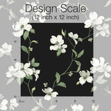Dogwood Black Wallpaper with Floral Non Woven Pattern - York BL1764
