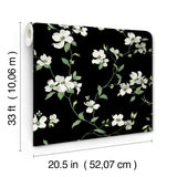 Dogwood Black Wallpaper with Floral Non Woven Pattern - York BL1764
