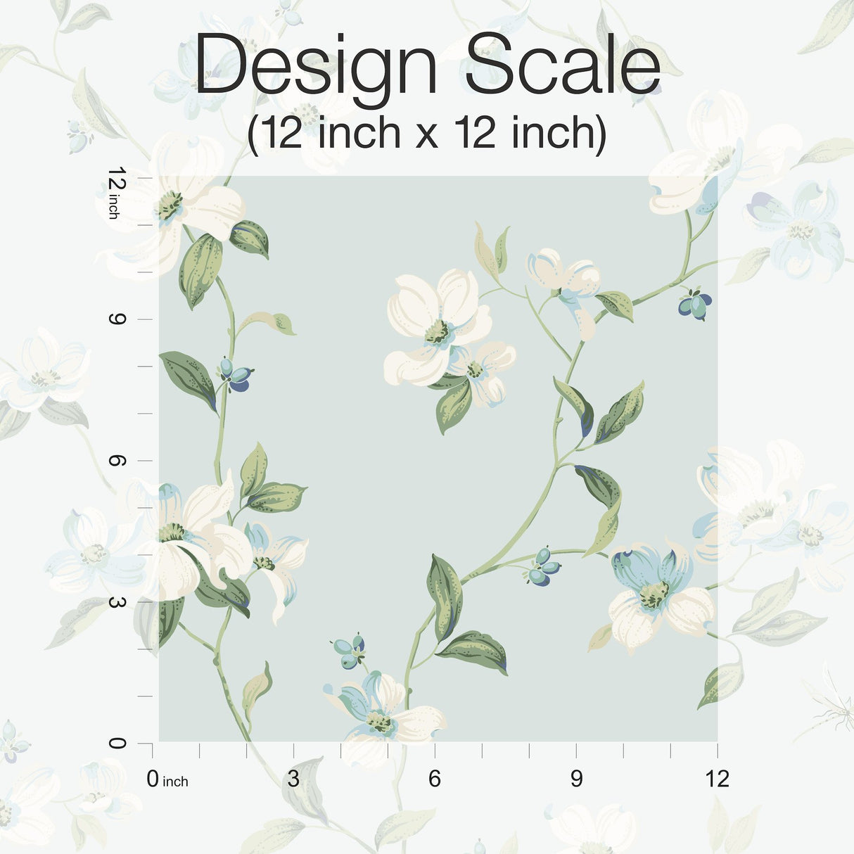 Dogwood Light Blue Wallpaper with Floral Dogwood Blooms Pattern - York BL1765