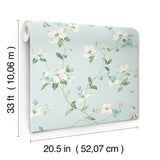 Dogwood Light Blue Wallpaper with Floral Dogwood Blooms Pattern - York BL1765