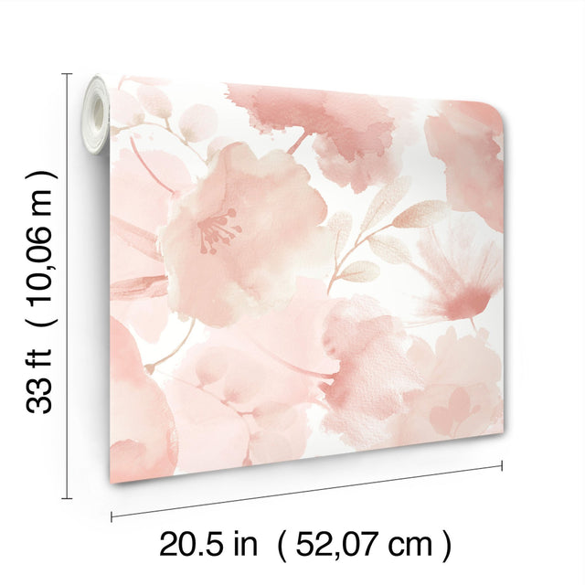 Watercolor Bouquet Blush Wallpaper with Floral Watercolor Motif - York BL1772