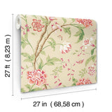 Teahouse Floral Cream & Coral Wallpaper with Birds and Blossoms - York BL1781