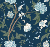 Teahouse Floral Navy Wallpaper with Birds and Butterflies Motif - York BL1782