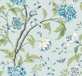 Teahouse Floral Light Blue Wallpaper with Birds and Butterflies - York BL1784