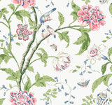 Teahouse Floral White & Blush Wallpaper with Birds and Butterflies Motif - York BL1785