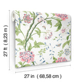 Teahouse Floral White & Blush Wallpaper with Birds and Butterflies Motif - York BL1785