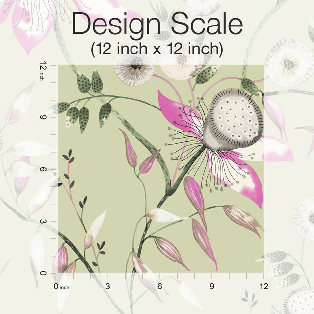 Dream Blossom Light Green Floral Non Woven Wallpaper - York BL1791