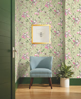Dream Blossom Light Green Floral Non Woven Wallpaper - York BL1791