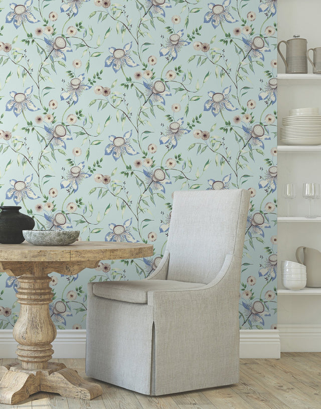 Dream Blossom Light Blue Wallpaper