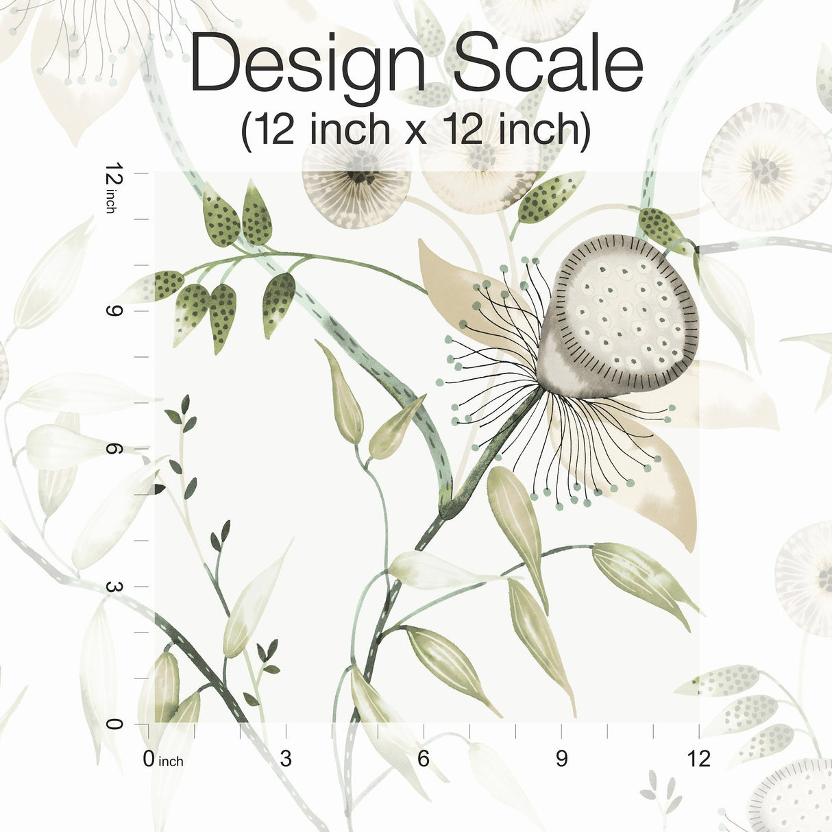 Dream Blossom White & Green Wallpaper with Chinoiserie Floral Motif - York BL1793