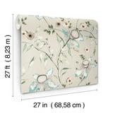 Dream Blossom Taupe & Aqua Floral Non Woven Wallpaper - York BL1794
