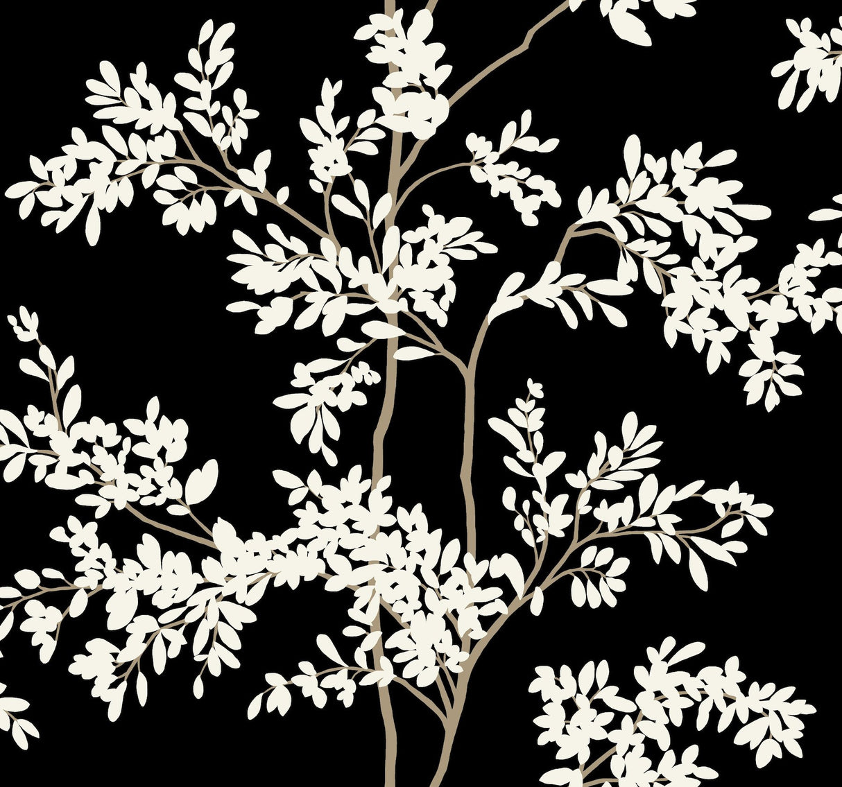 Lunaria Silhouette Black & White Wallpaper with Botanical Non Woven Drop Match - York BL1804
