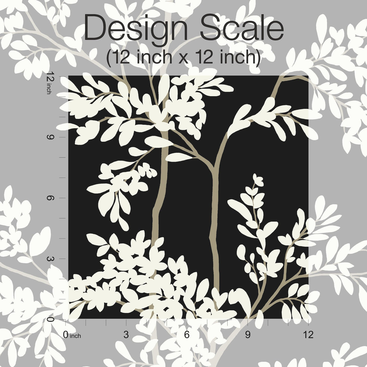 Lunaria Silhouette Black & White Wallpaper with Botanical Non Woven Drop Match - York BL1804