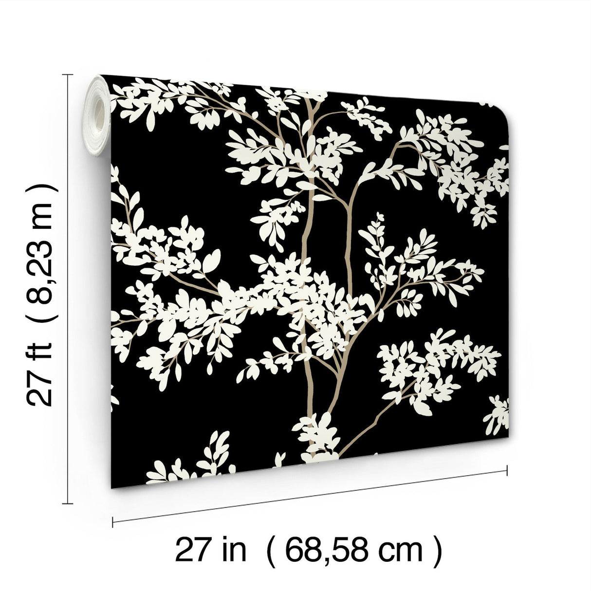 Lunaria Silhouette Black & White Wallpaper with Botanical Non Woven Drop Match - York BL1804