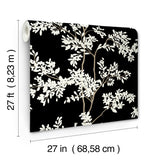 Lunaria Silhouette Black & White Wallpaper with Botanical Non Woven Drop Match - York BL1804