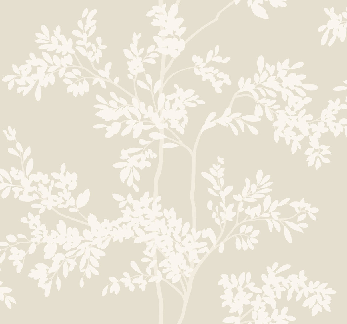 Lunaria Silhouette Light Taupe & White Botanical Wallpaper - York BL1805
