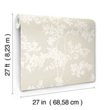 Lunaria Silhouette Light Taupe & White Botanical Wallpaper - York BL1805