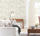Lunaria Silhouette Light Taupe & White Botanical Wallpaper - York BL1805
