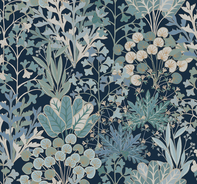 Forest Floor Navy Botanical Non Woven Wallpaper - York BL1812