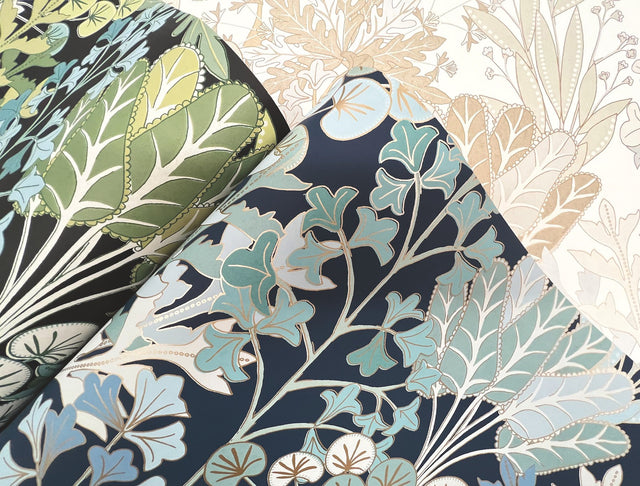 Forest Floor Navy Botanical Non Woven Wallpaper - York BL1812