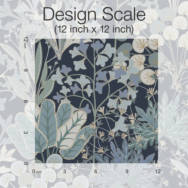 Forest Floor Navy Botanical Non Woven Wallpaper - York BL1812