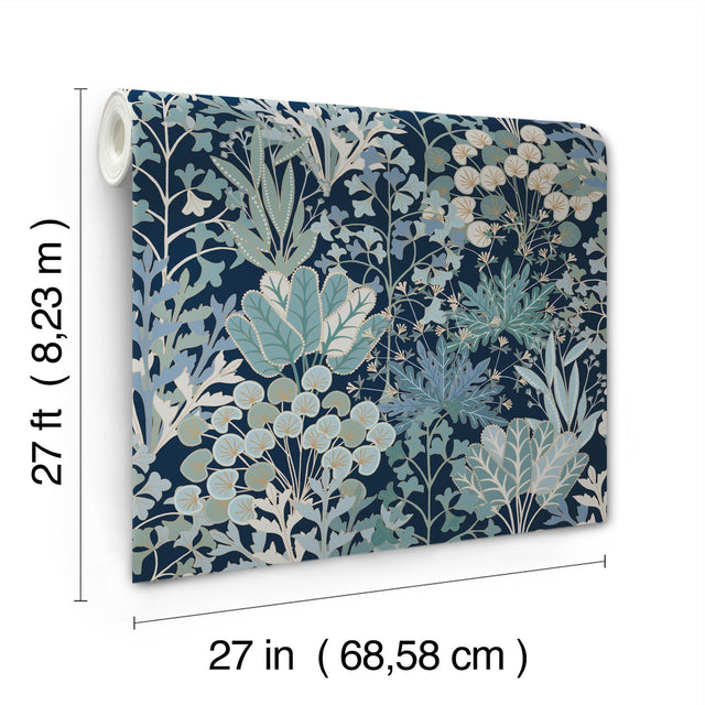 Forest Floor Navy Botanical Non Woven Wallpaper - York BL1812