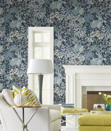 Forest Floor Navy Botanical Non Woven Wallpaper - York BL1812