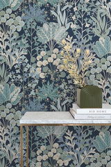 Forest Floor Navy Botanical Non Woven Wallpaper - York BL1812