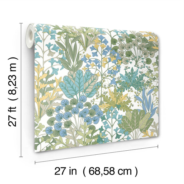 Forest Floor White & Green Botanical Non Woven Wallpaper - York BL1814