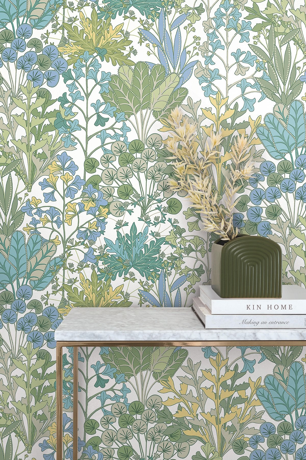 Forest Floor White & Green Botanical Non Woven Wallpaper - York BL1814