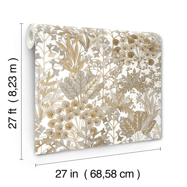 Forest Floor Neutral Wallpaper with Botanical Non Woven Pattern - York BL1815