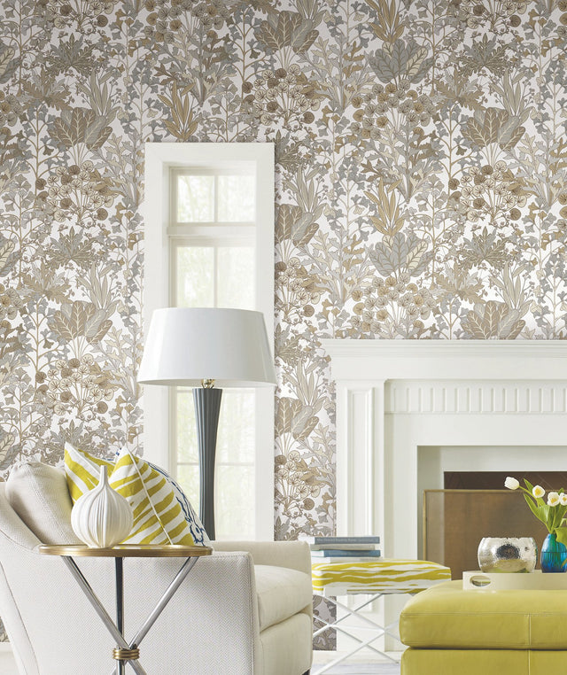 Forest Floor Neutral Wallpaper with Botanical Non Woven Pattern - York BL1815