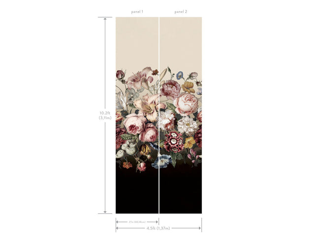 Rachel Rose Taupe Floral Wall Mural - York BL1821M