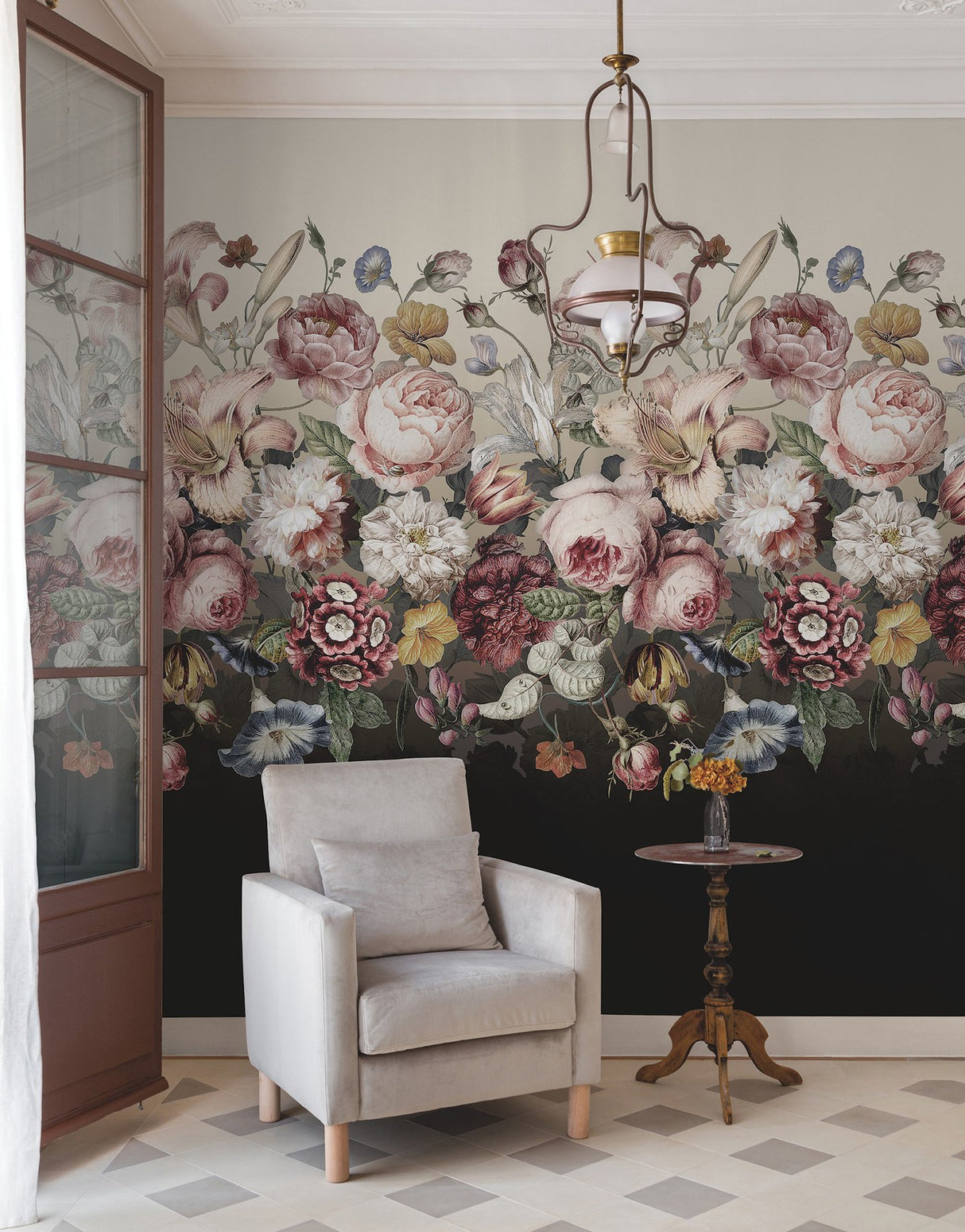 Rachel Rose Taupe Floral Wall Mural - York BL1821M