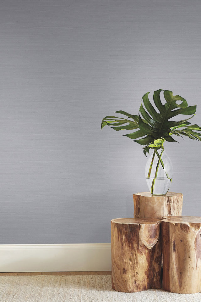 Makasa Sisal Grey Grasscloth Wallpaper with Natural Woven Texture - York BL1826