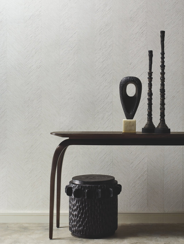 Chevron Grey Metallic Wallpaper with Bohemian Non Woven Style - York BO6603