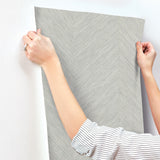 Chevron Grey Metallic Wallpaper with Bohemian Non Woven Style - York BO6603