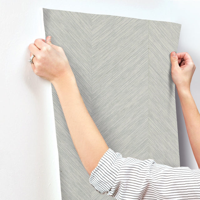 Chevron Grey Metallic Wallpaper with Bohemian Non Woven Style - York BO6603