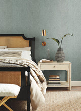 Chevron Blue Metallic Wallpaper with Metallic Chevron Pattern, Boho Luxe Non Woven - York BO6605