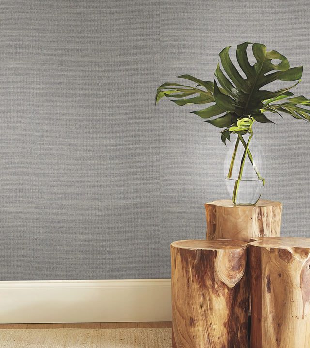 Paper & Thread Weave Blue Wallpaper with Bohemian Paper Weave Texture - York BO6613