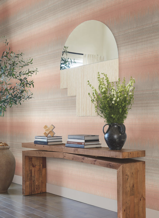 Desert Textile Pink Wallpaper with Boho Ombre Flame-Stitch Pattern - York BO6621