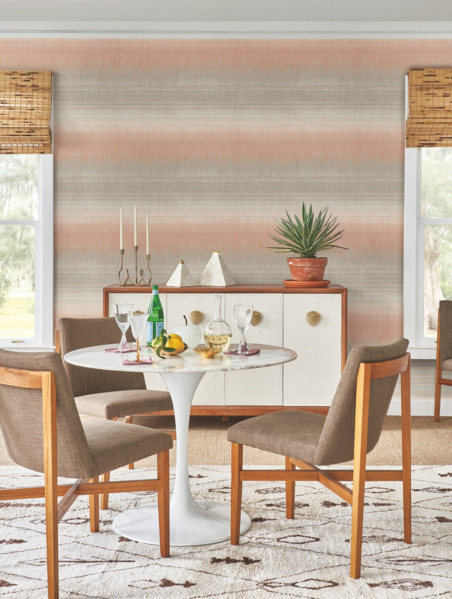 Desert Textile Pink Wallpaper with Boho Ombre Flame-Stitch Pattern - York BO6621
