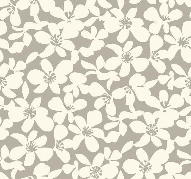 Free Spirit Brown Wallpaper with Bohemian Wildflower Silhouette - York BO6681