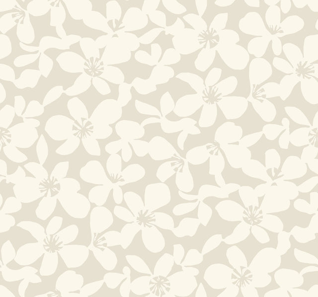 Free Spirit Pearl Wallpaper with Bohemian Floral Silhouette - York BO6683