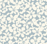 Free Spirit Blue Wallpaper with Bohemian Wildflower Silhouette - York BO6684