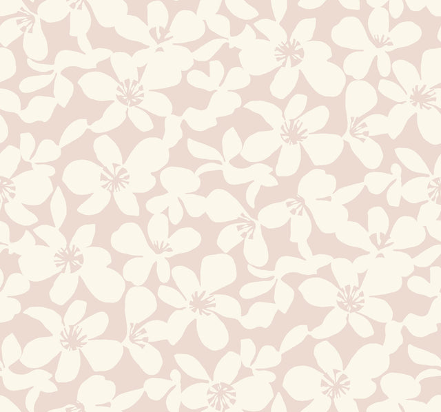 Free Spirit Pink Wallpaper with Bohemian Wildflower Silhouette Pattern - York BO6685