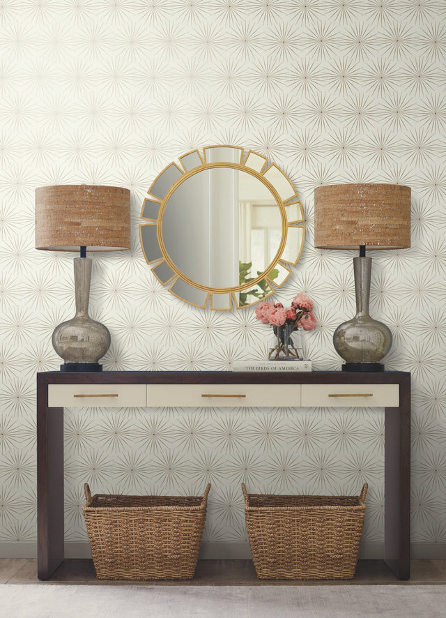 Starlight White & Silver Wallpaper with Metallic Starburst Dotted Motif - York BO6692