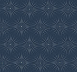 Starlight Blue & Silver Wallpaper with Metallic Dotted Starburst Motif - York BO6695